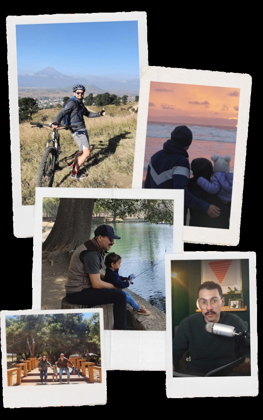Daniel con su familia, en bici y en el podcast